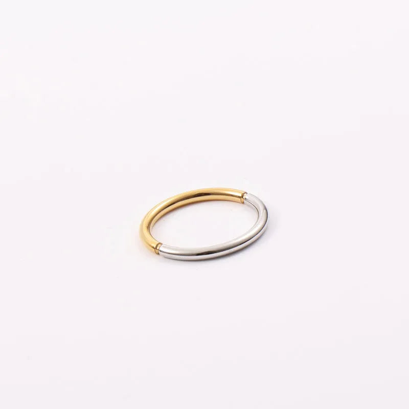 18K Gold Two-Tone Titanium Steel Geometric Ring Gold No. 9 A1147