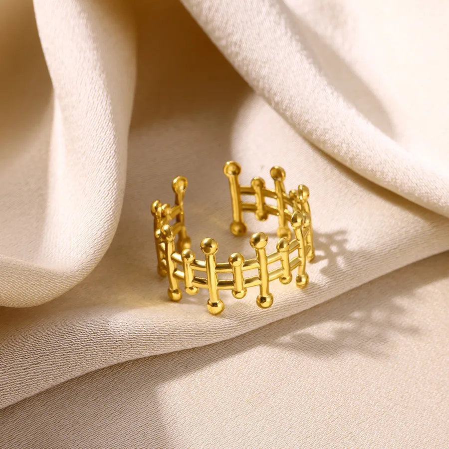 Gold Plated Geometric Leaf Stainless Steel Ring