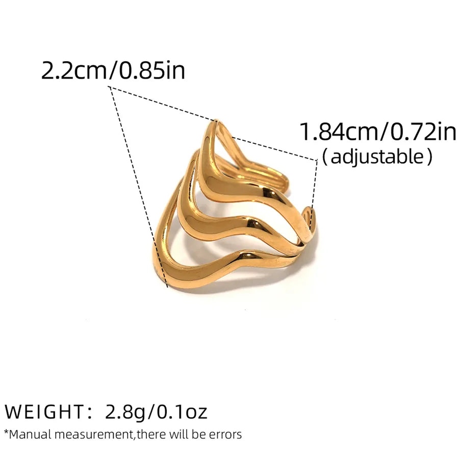 18K Gold Plated Geometric Stainless Steel Ring