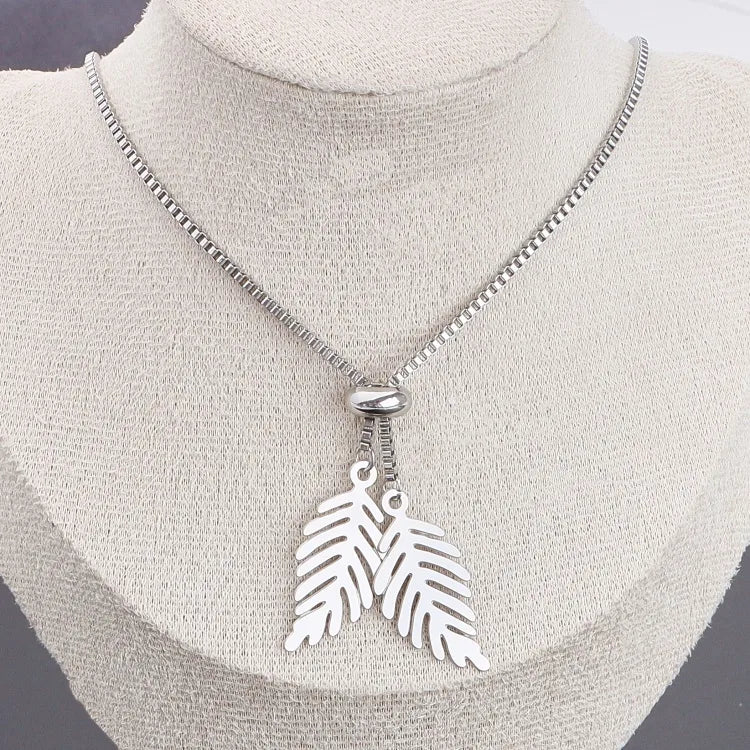 Silver Multi-Charm Stainless Steel Pendant Necklace