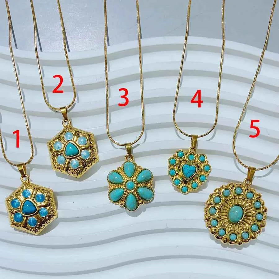 18K Gold Plated Turquoise Heart Necklace