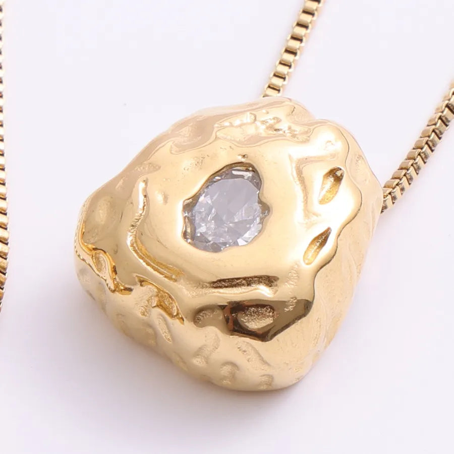 18K Gold Geometric Titanium Necklace with Zirconia Type B 1.8*2N096