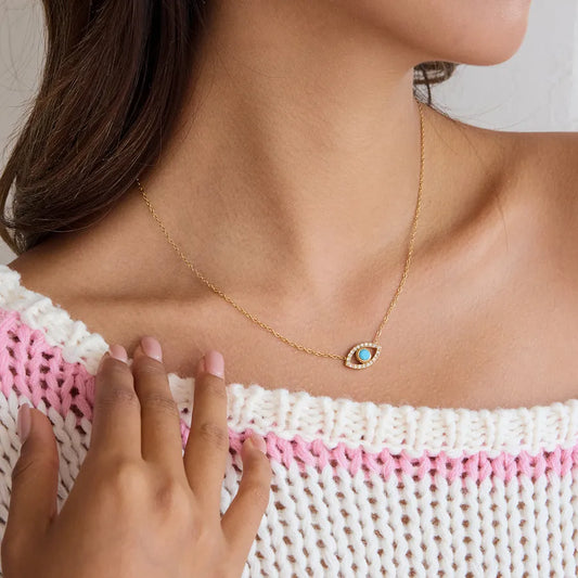 18K Gold Evil Eye Pendant Necklace
