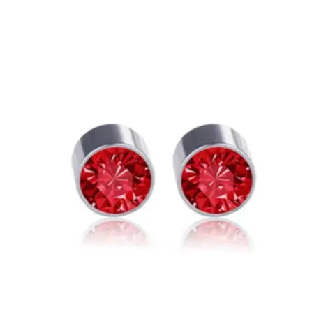 Magnetic Clip-On Geometric Ear Studs Red (1 Pair) 6mm