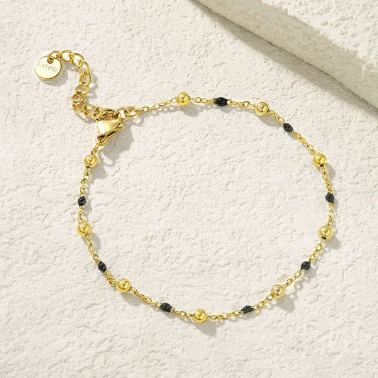 14K Gold Plated Stainless Steel Beaded Bracelet
