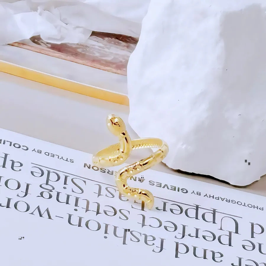 Gold Bamboo Titanium Steel Open Ring Adjustable Opening Golden Hydraulic J60