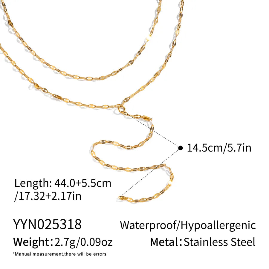 Double Layer Gold Y Necklace – Waterproof & Elegant