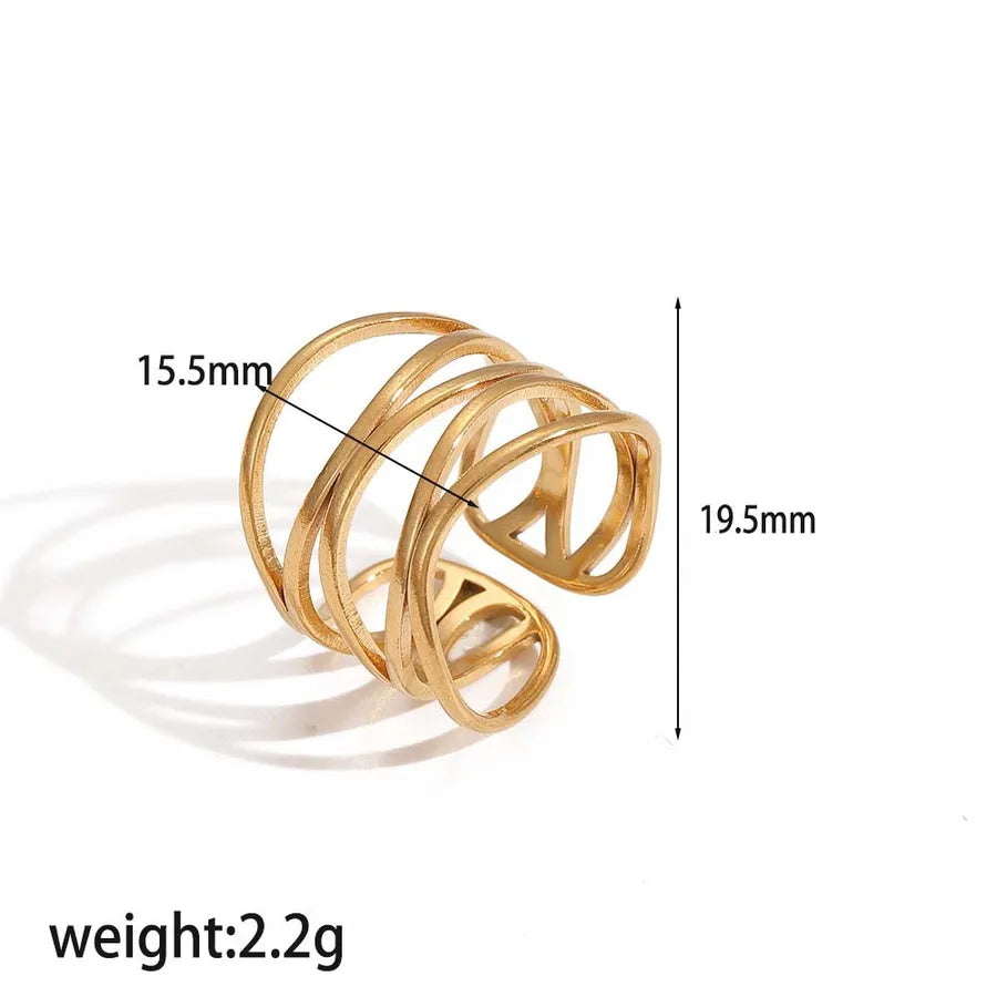 Geometric Titanium Steel Ring – Unisex Gold Plated TR4469