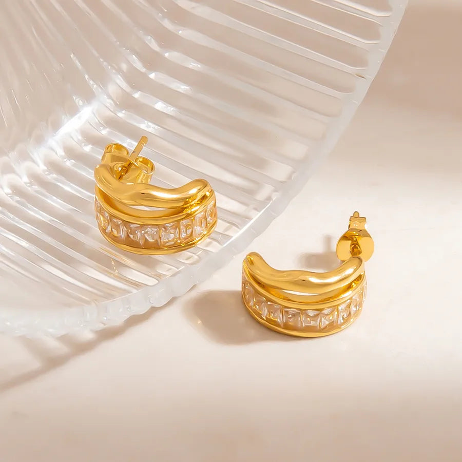 18K Gold Plated Stainless Steel Hoop Earrings