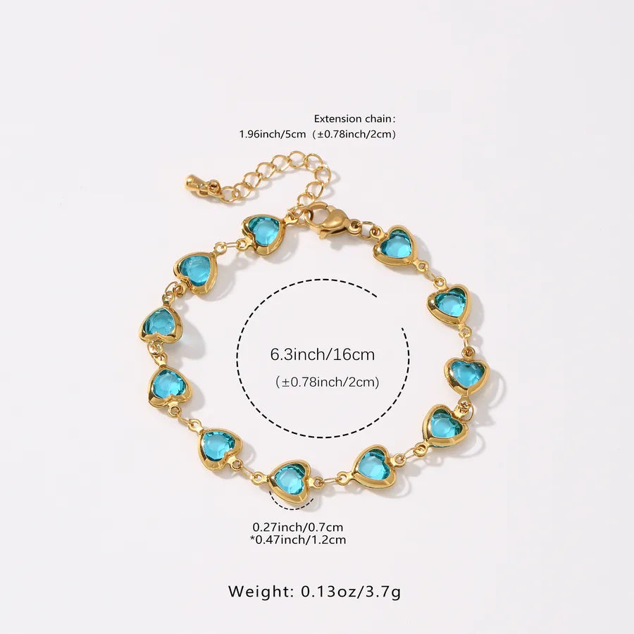 Gold Heart Bracelet with Crystal Accent