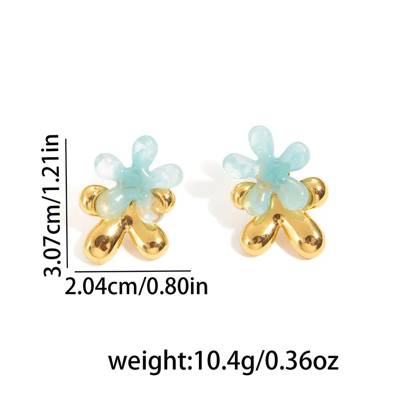 Boho Five-Petal Flower Earrings in Titanium Steel BJGE1481