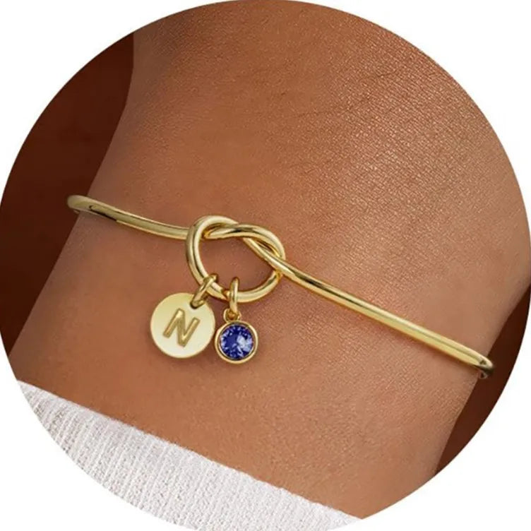 Stainless Steel Birthstone Initial Bracelet