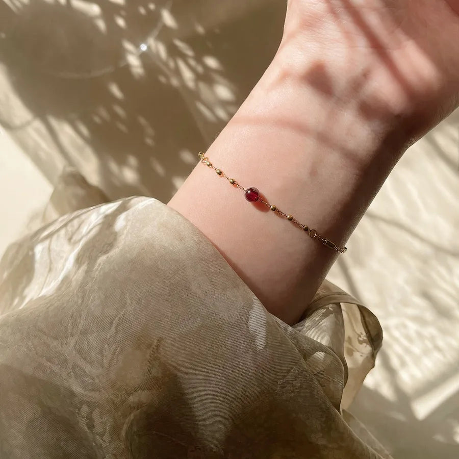 Natural Agate & Gold-Plated Stainless Steel Bracelet