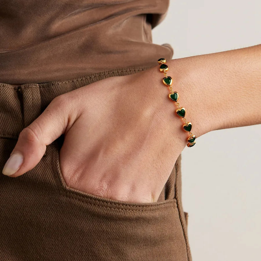 Gold Heart Bracelet with Crystal Accent