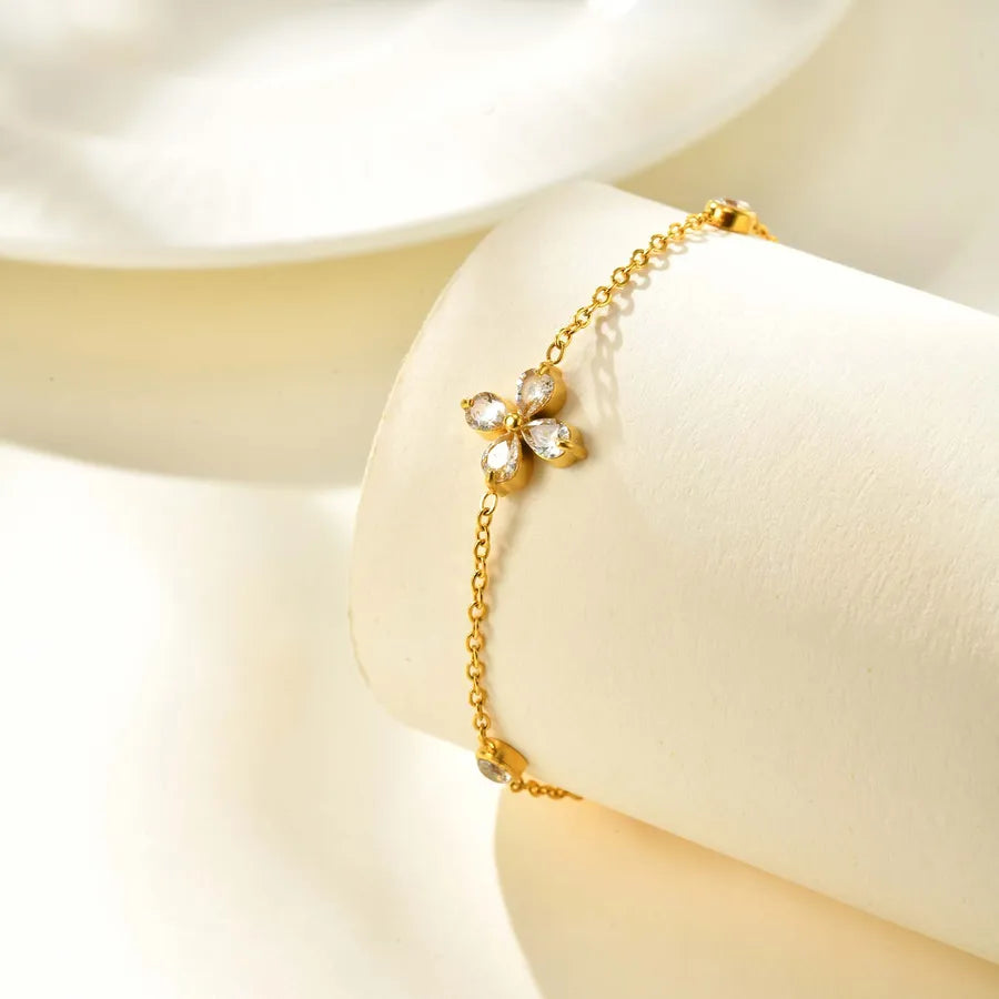 Elegant Zircon Flower Bracelet for Women