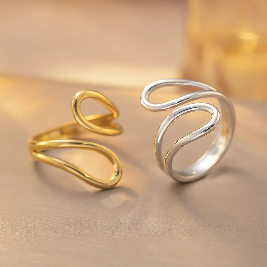 Geometric Titanium Steel Open Ring