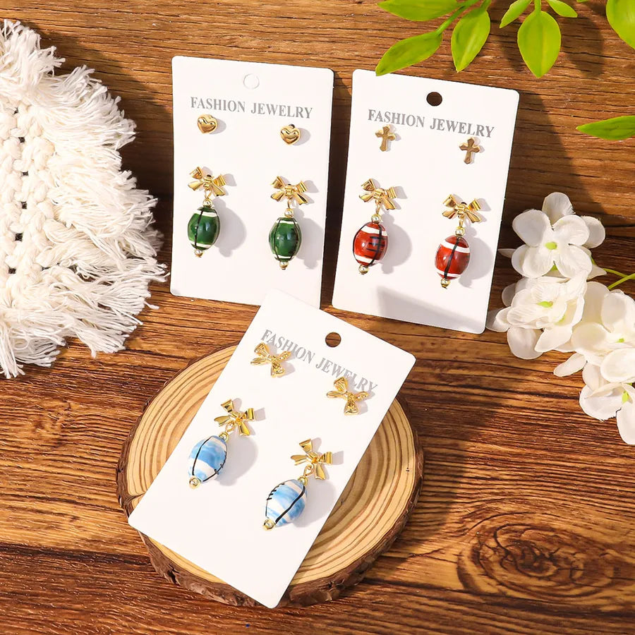 Hand-Painted Ceramic Rugby Earrings