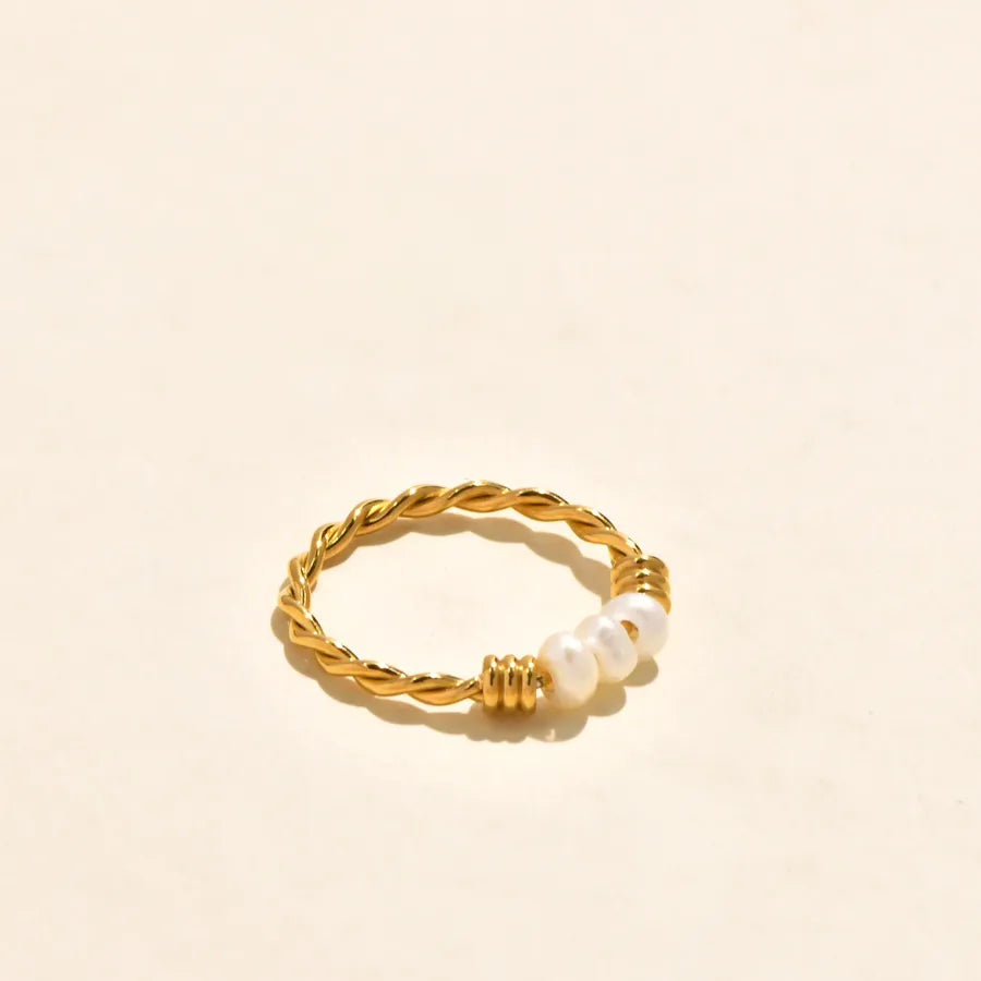 Gold Plated Heart Pearl Ring for Women