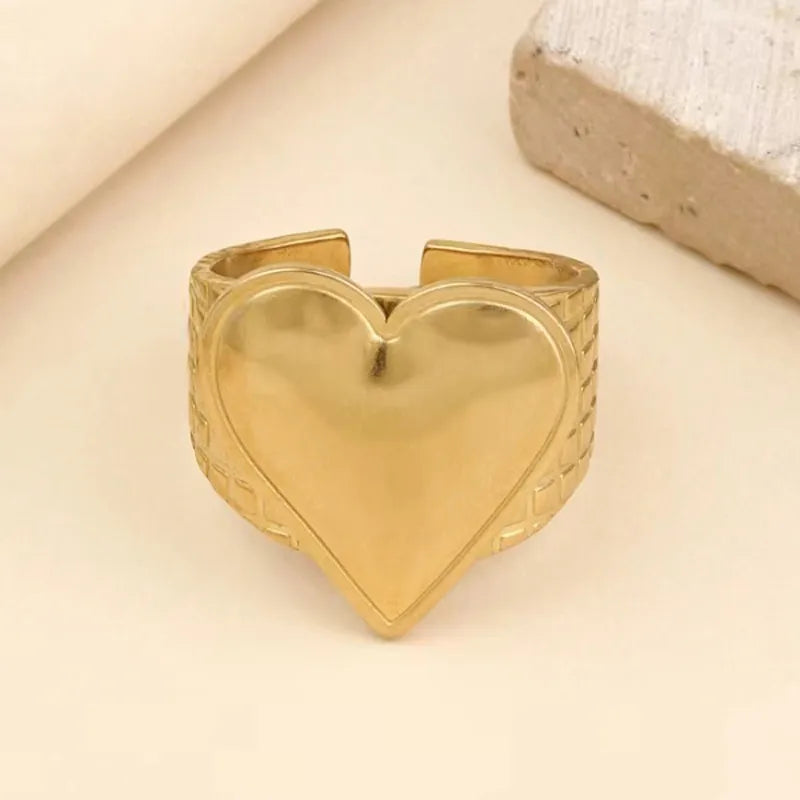 Gold Floral Butterfly Stainless Steel Ring Average Size Glossy Love