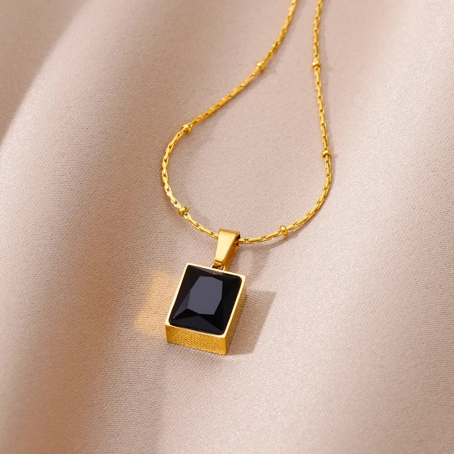 Colorful Zirconia Geometric Pendant Necklace