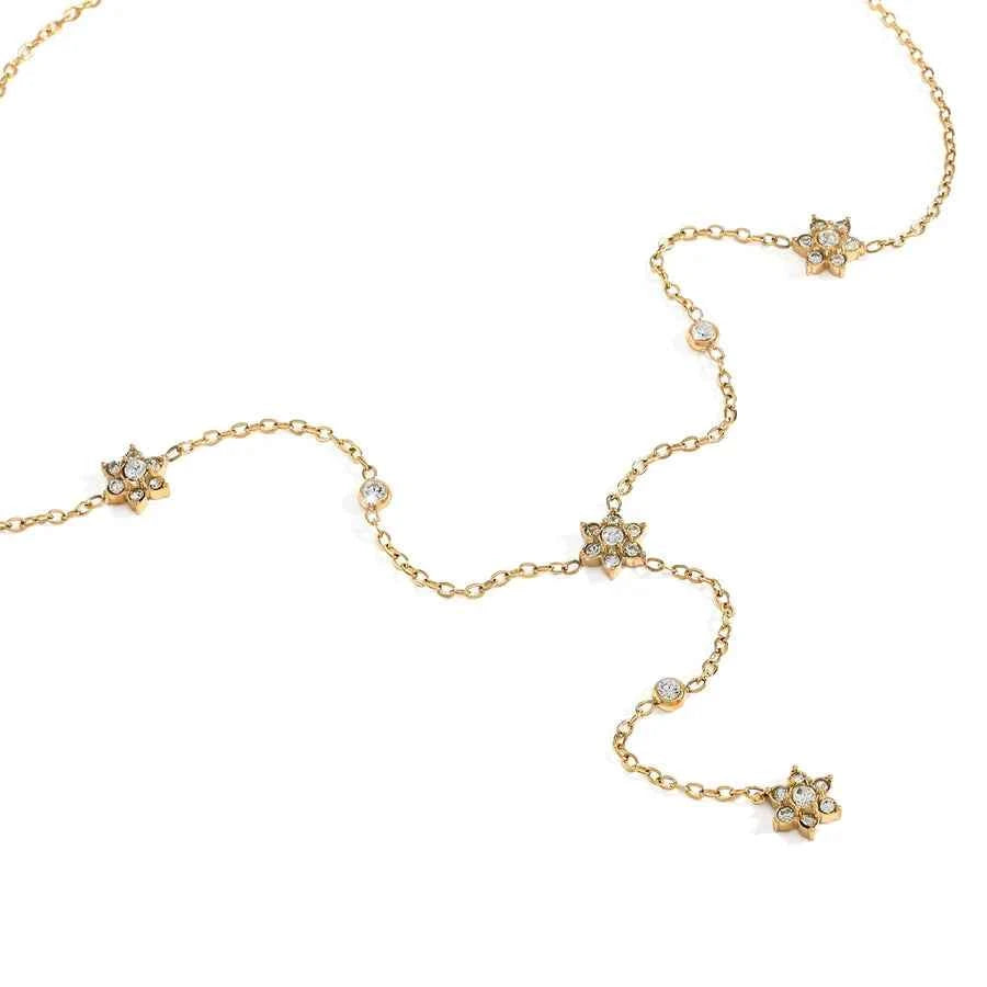 18K Gold Plated Flower Zircon Stainless Steel Necklace