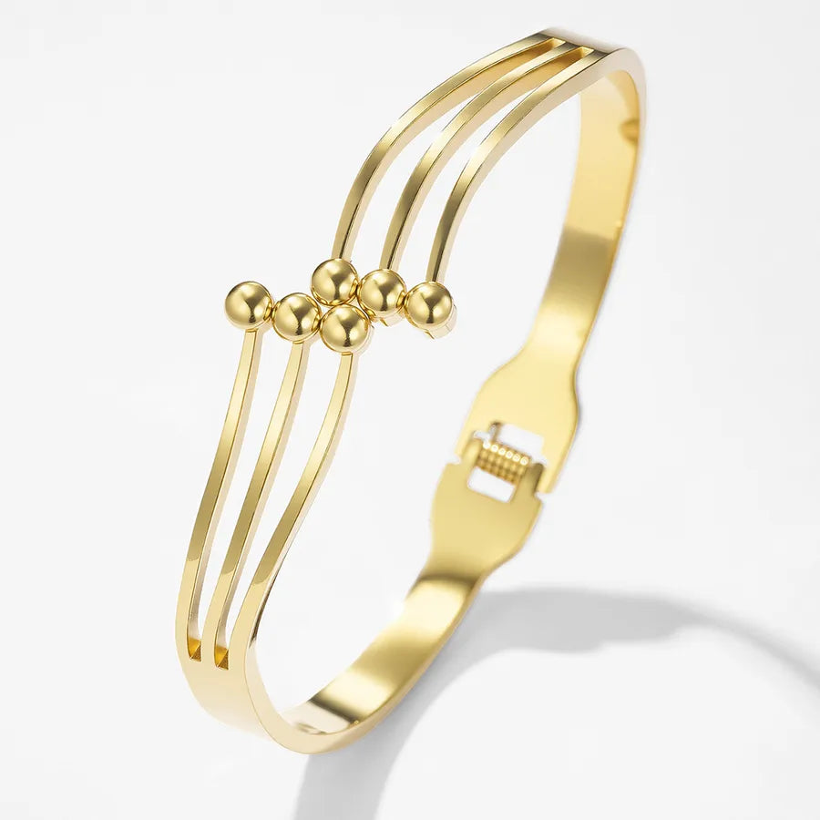 Unisex Gold & Steel Open Bangle Bracelet