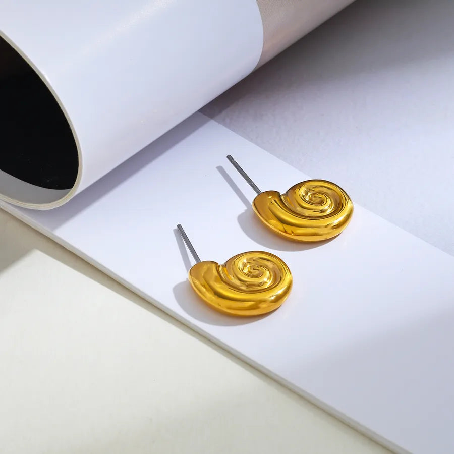 18K Gold Plated Snail Stud Earrings for Women