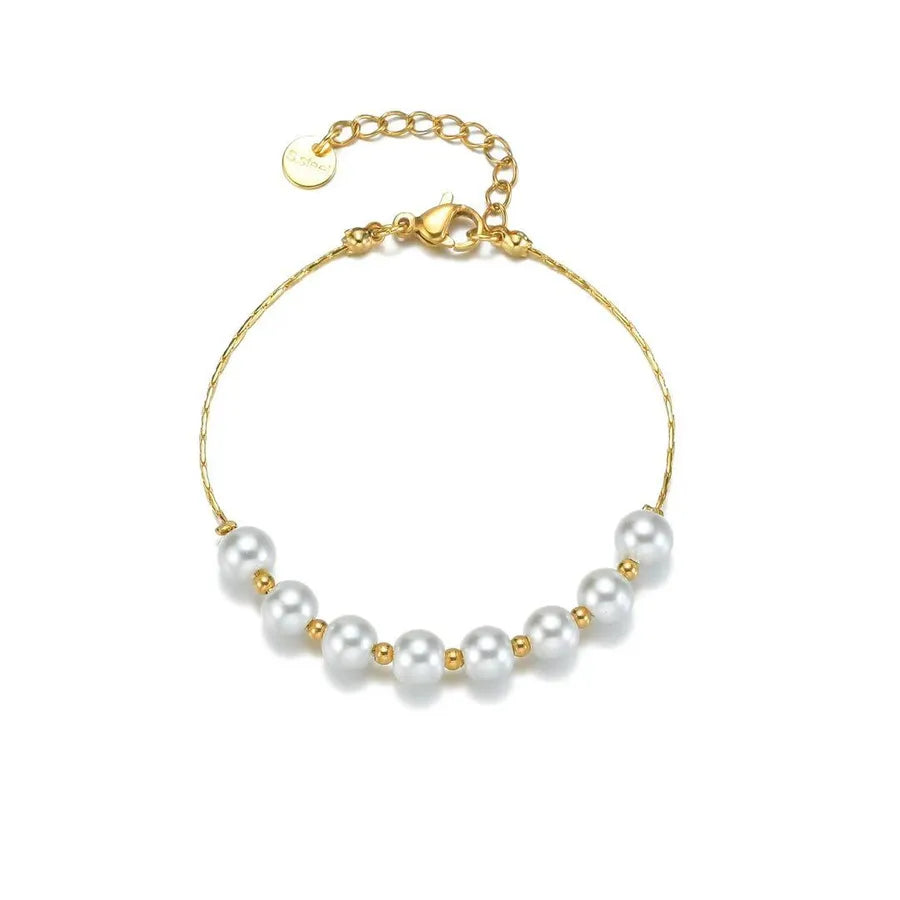 Gold Plated Pearl Beaded Bracelet for Women