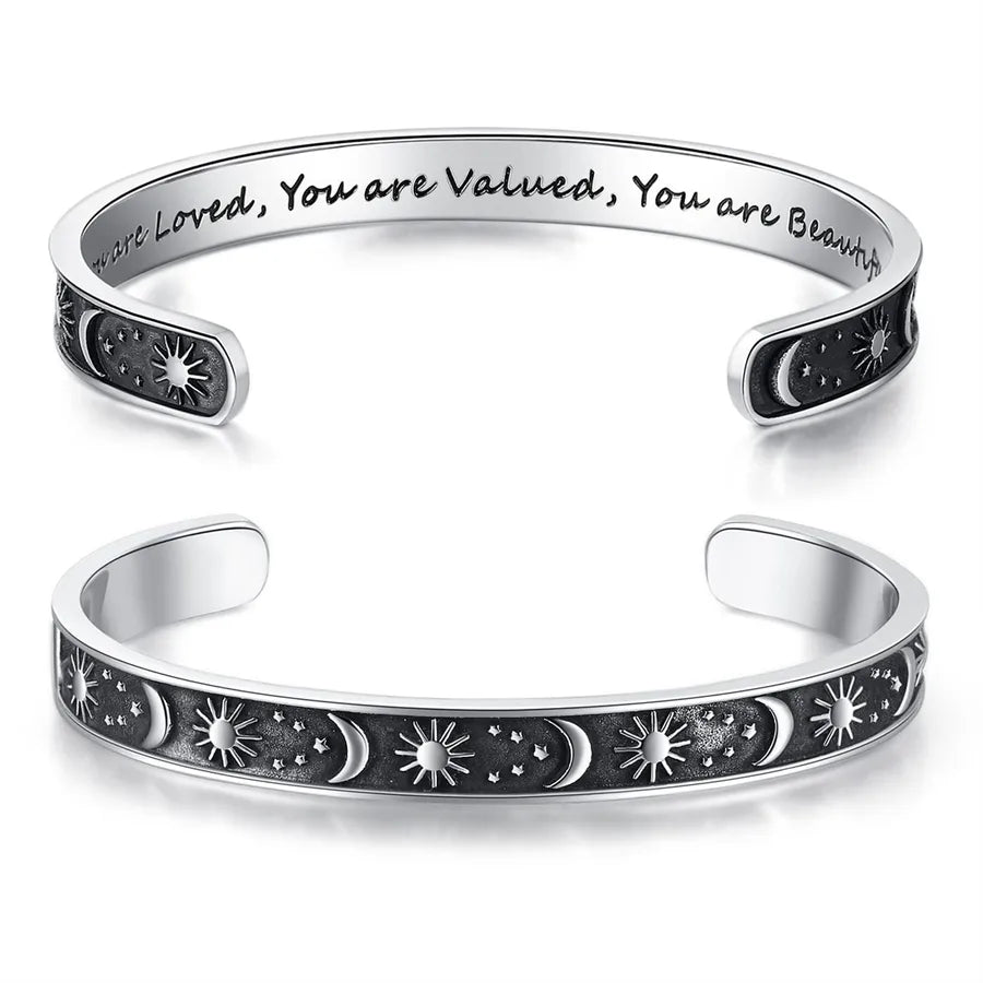 Retro Heart Stainless Steel Bangle 79-Sun & Moon - You Are Loved_yythkg