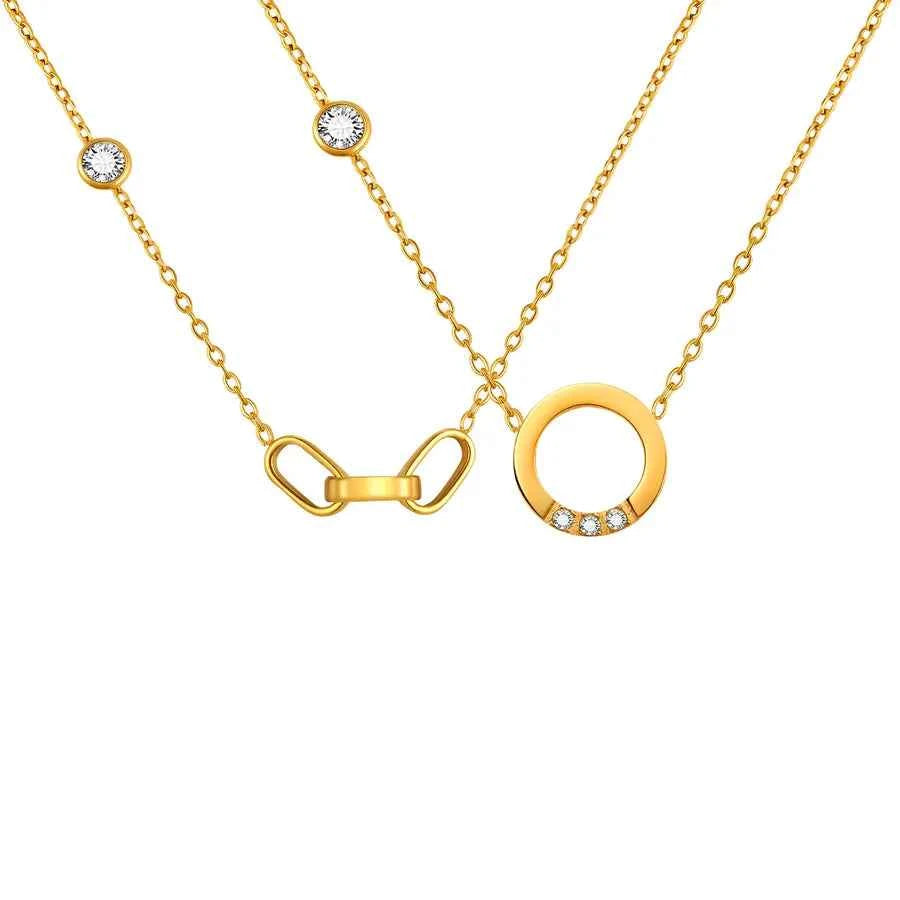 Geometric Zircon Necklace – 18K Gold Plated Steel