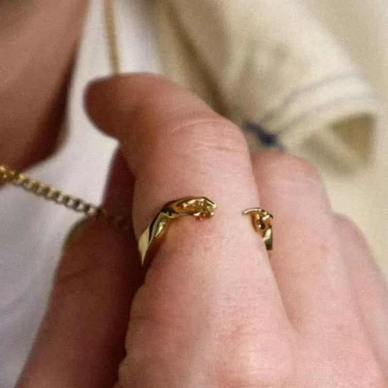 18K Gold Plated Titanium Hand Gesture Ring