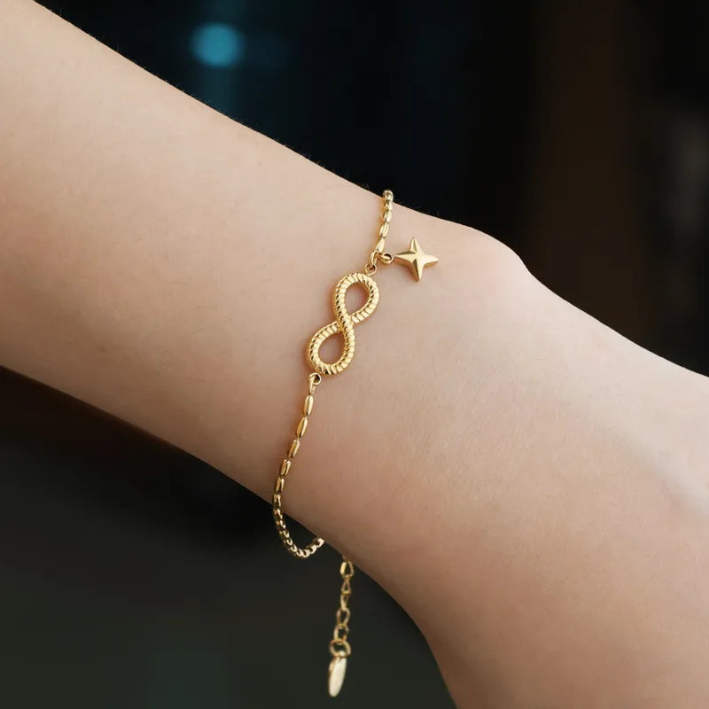 Gold Infinity Love Bracelet with Stars