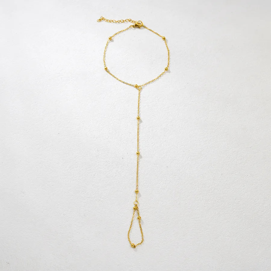 Gold Stainless Steel Finger Chain Bracelet