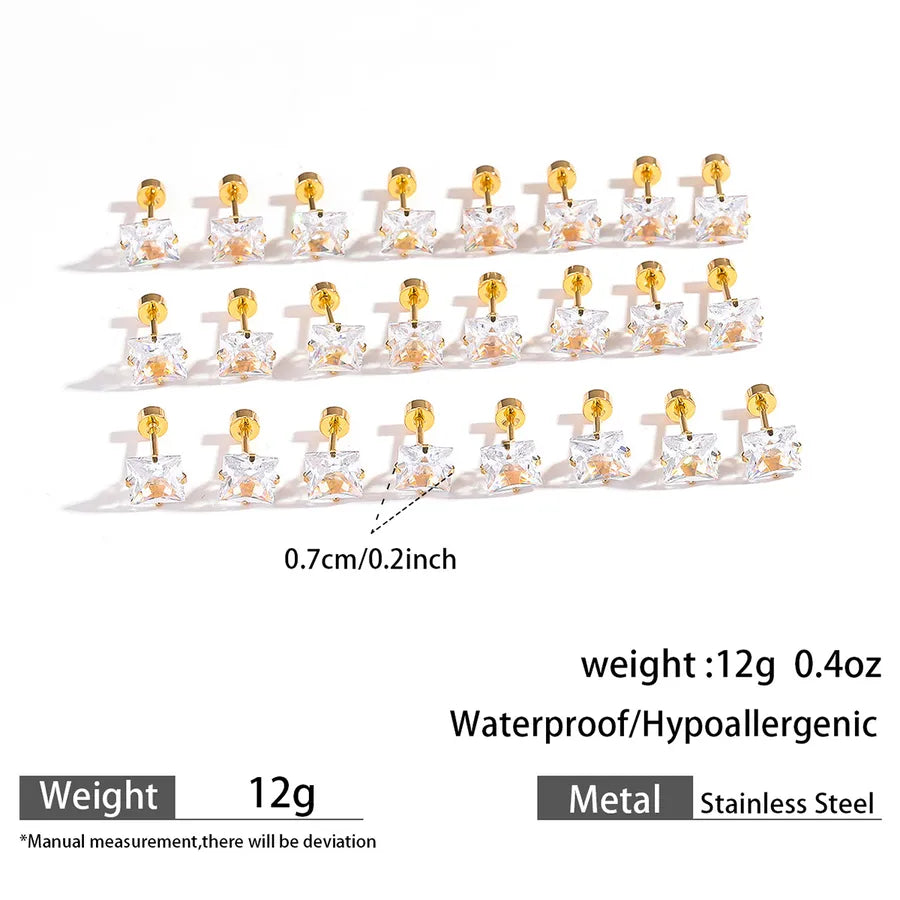 12 Pairs Hypoallergenic Zirconia Stud Earrings