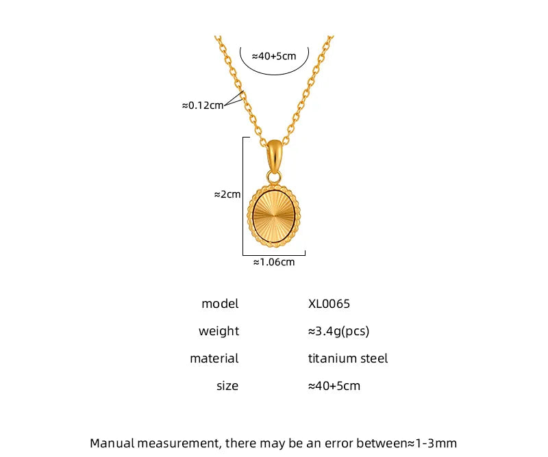 Gold Heart Oval Pendant Necklace – Stainless Steel Golden-18K