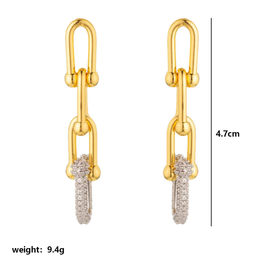 18K Gold Plated U-Shaped Jewelry Set Earrings - Long