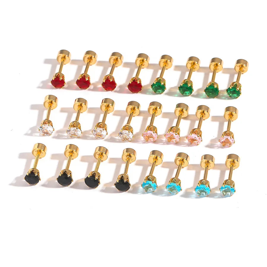 12 Pairs Gold Heart Stainless Steel Earrings