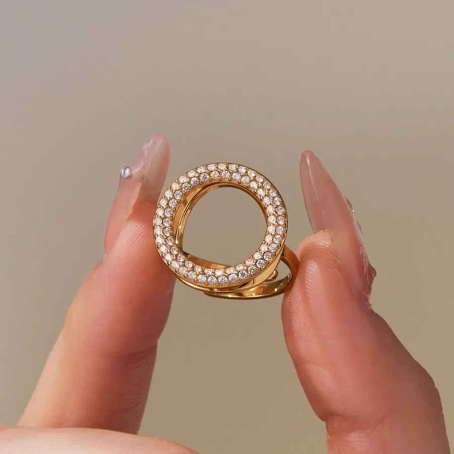 Gold Plated Geometric Zircon Ring for Women