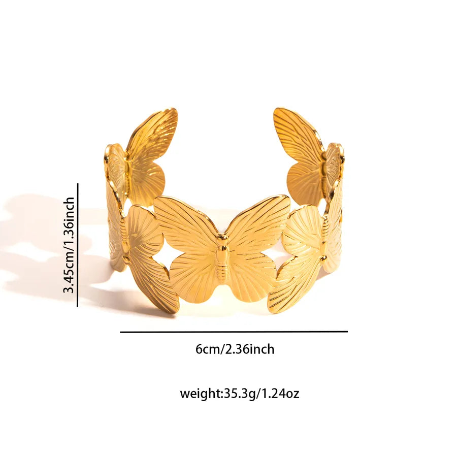18K Gold Plated Stainless Steel Flower Bangle