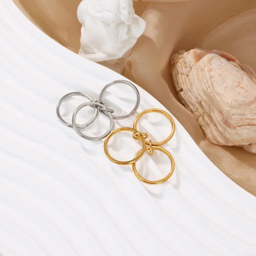 Geometric Gold Stainless Steel Ring