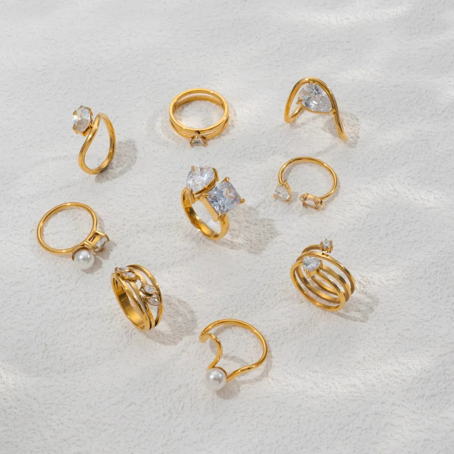 Boho 18K Gold Plated Wave Ring for Women