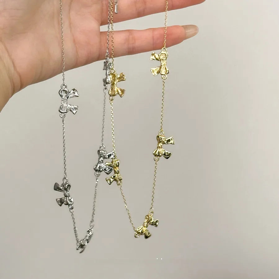 Gold Plated Butterfly Knot Pendant Necklace