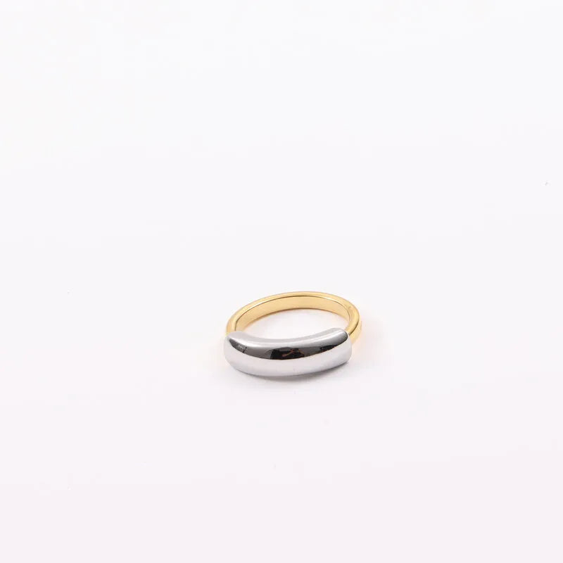 Two-Tone Titanium Steel Ring with 18K Gold Plating