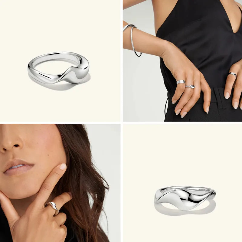 18K Gold Titanium Mobius Twist Ring