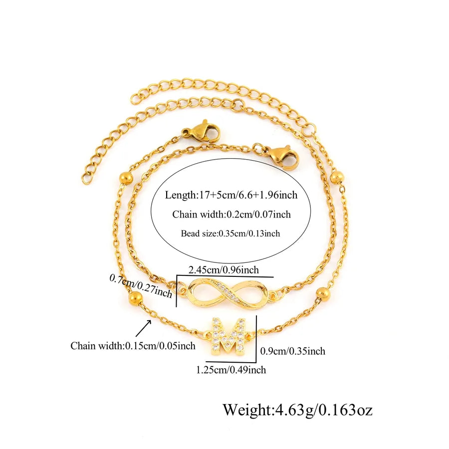 Gold Initial & Infinity Bracelet Set for Women