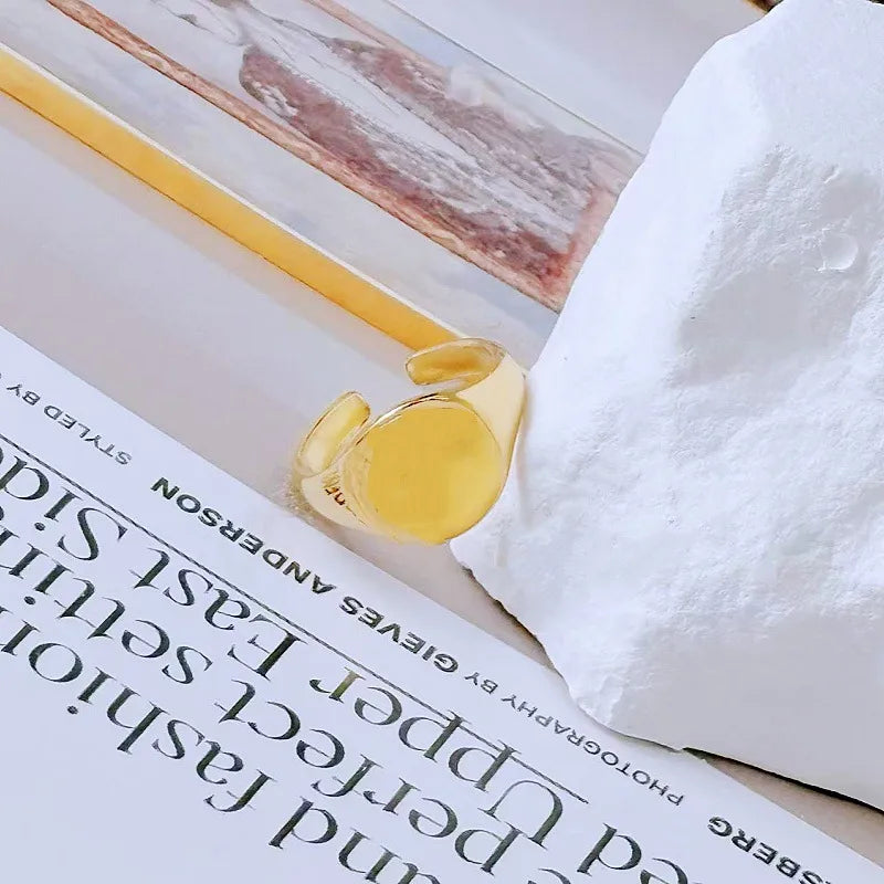 Gold Bamboo Titanium Steel Open Ring Adjustable Opening Golden Hydraulic J98