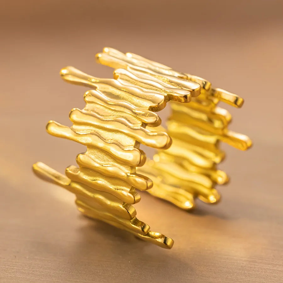 Adjustable Silver Maple Leaf Titanium Ring K143 Gold Ring Adjustable