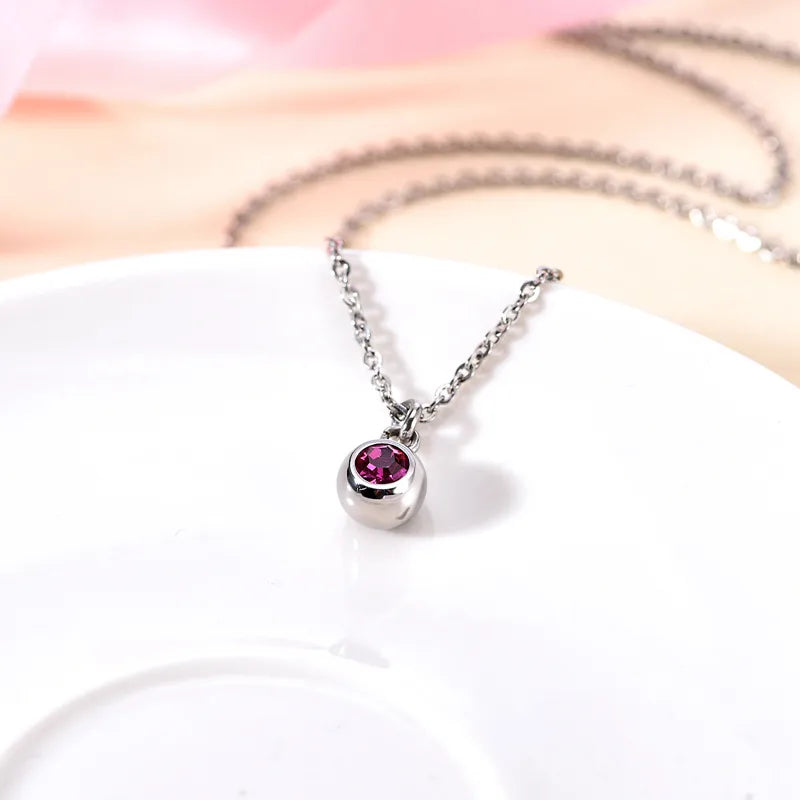 Rose Crystal Titanium Steel Women's Choker Necklace