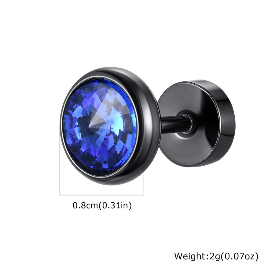 Unisex Stainless Steel Zircon Stud Earring Black Blue Zirconia A Piece