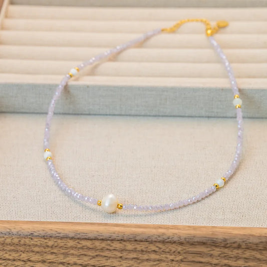 Colorful Stone & Pearl Charm Necklace